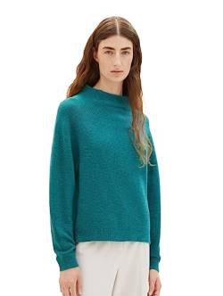 TOM TAILOR Damen 1037742 Pullover mit Stehkragen, 32402-ever Green Melange, XXL von TOM TAILOR