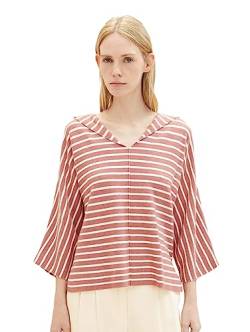 TOM TAILOR Damen 1037748 Hoodie mit Streifen, 33801-rose Melange Stripe, XL von TOM TAILOR