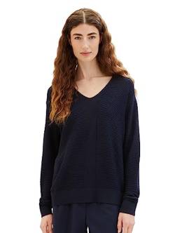 TOM TAILOR Damen 1037752 Basic-Strickpullover mit V-Ausschnitt, 10668-sky Captain Blue, S von TOM TAILOR