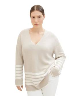 TOM TAILOR Damen 1037760 Pullover mit V-Ausschnitt Optik, 32398-clouds Grey Melange, M von TOM TAILOR