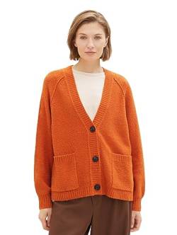 TOM TAILOR Damen 1037784 Cardigan mit Taschen, 19772-gold Flame orange, S von TOM TAILOR