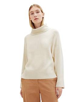 TOM TAILOR Damen 1037786 Pullover mit Rollkragen, 10354-Soft Beige Solid, L von TOM TAILOR