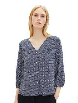 TOM TAILOR Damen 1037898 Bluse mit Muster, 32365-navy Geometrical Design, 34 von TOM TAILOR