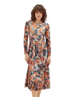 TOM TAILOR Damen 1037927 Mesh Kleid mit Muster, 32367-grey orange tie dye floral, 36 von TOM TAILOR
