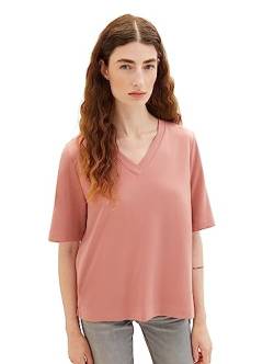 TOM TAILOR Damen 1038059 Basic T-Shirt mit V-Ausschnitt, 32224-fading Rose, M von TOM TAILOR