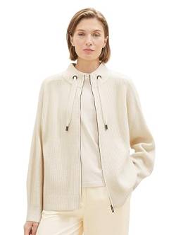 TOM TAILOR Damen 1038701 Strickjacke mit Stehkragen, 10354-Soft Beige Solid, L von TOM TAILOR