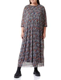 TOM TAILOR Damen 1038798 Mesh-Kleid mit Plissee & Knopfleiste, 32370-navy small tie dye floral, 44 von TOM TAILOR