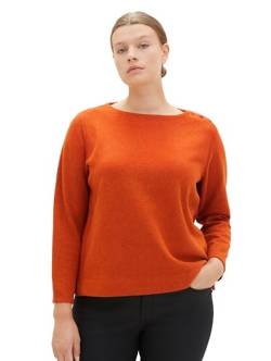 TOM TAILOR Damen 1038842 Sweatshirt mit Gerippter Struktur, 32403-gold Flame orange Melange, 48 von TOM TAILOR