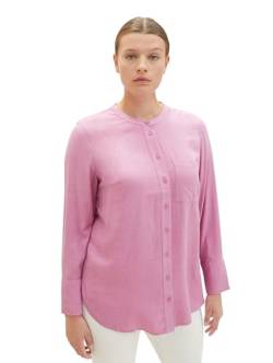 TOM TAILOR Damen 1038845 Basic Bluse mit Brusttasche, 33963-mauvy Plum Melange, 48 von TOM TAILOR