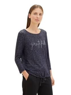 TOM TAILOR Damen 1038867 T-Shirt mit Schriftzug, 30281-evident Anthracite Melange, XXXL von TOM TAILOR