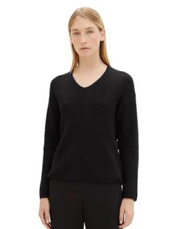 TOM TAILOR Damen 1039242 Basic Pullover mit V-Ausschnitt, 14482-deep Black, L von TOM TAILOR
