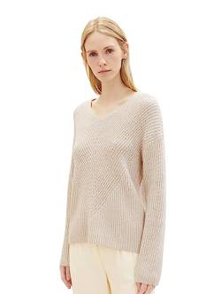 TOM TAILOR Damen 1039242 Basic Pullover mit V-Ausschnitt, 32398-clouds Grey Melange, L von TOM TAILOR