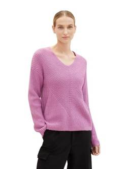 TOM TAILOR Damen 1039242 Basic Pullover mit V-Ausschnitt, 33963-mauvy Plum Melange, L von TOM TAILOR