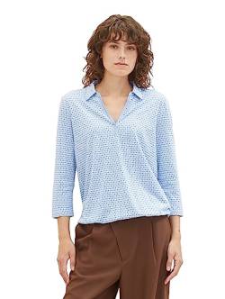 TOM TAILOR Damen 1039777 Polo T-Shirt mit Muster, 33768-blue Geometrical Design, M von TOM TAILOR