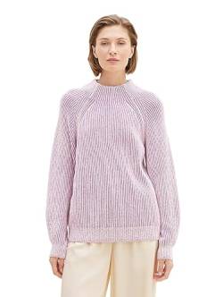 TOM TAILOR Damen 1039977 Pullover mit Stehkragen, 34136-offwhite Mauve Plaited Rib, S von TOM TAILOR