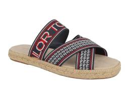 TOM TAILOR Damen 5397804 Flacher Slipper, Navy White Red, 40 EU von TOM TAILOR