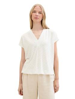 TOM TAILOR Damen Basic Blusen-Shirt mit Lochstickerei-Details, Whisper White, XL von TOM TAILOR