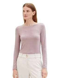 TOM TAILOR Damen Basic Langarmshirt mit U-Boot Ausschnitt, dusty lilac, L von TOM TAILOR