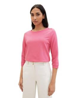 TOM TAILOR Damen Basic Langarmshirt mit dekorativen Knöpfen, 15799 - Carmine Pink, XXXL von TOM TAILOR