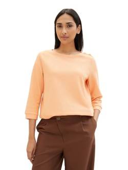 TOM TAILOR Damen Basic Langarmshirt mit dekorativen Knöpfen, 34891 - Light Coral, M von TOM TAILOR