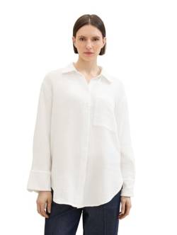 TOM TAILOR Damen Basic Oversized Hemd-Bluse mit Struktur, Whisper White, 46 von TOM TAILOR