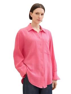 TOM TAILOR Damen Basic Oversized Hemd-Bluse mit Struktur, carmine pink, 42 von TOM TAILOR