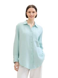 TOM TAILOR Damen Basic Oversized Hemd-Bluse mit Struktur, dusty mint blue, 46 von TOM TAILOR