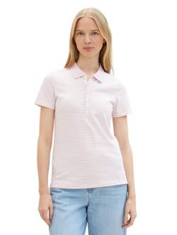 TOM TAILOR Damen Basic Polo Shirt, 35718 - Rose Offwhite Stripe, S von TOM TAILOR