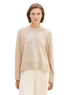 TOM TAILOR Damen Basic Pullover mit Rundhalsausschnitt, doeskin melange, S von TOM TAILOR