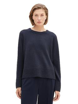 TOM TAILOR Damen Basic Pullover mit Rundhalsausschnitt, sky captain blue, M von TOM TAILOR