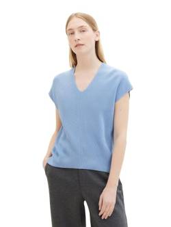 TOM TAILOR Damen Basic Pullunder mit V-Ausschnitt, 34587 - Light Fjord Blue, XXXL von TOM TAILOR