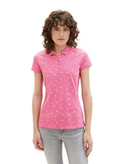 TOM TAILOR Damen Basic Slim Fit Polo Shirt,32659 - Pink Floral Design,L von TOM TAILOR