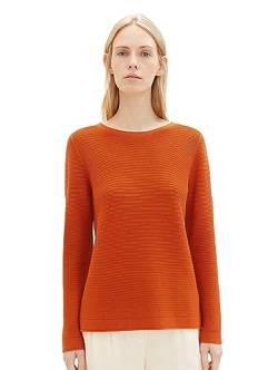 TOM TAILOR Damen Basic Strickpullover aus Bio-Baumwolle, 19772 - Gold Flame Orange, XS von TOM TAILOR