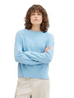 TOM TAILOR Damen Basic Strickpullover mit Struktur, Clear Light Blue Melange, L von TOM TAILOR