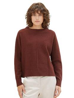 TOM TAILOR Damen Basic Strickpullover mit Struktur, raisin melange, XXXL von TOM TAILOR