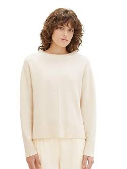 TOM TAILOR Damen Basic Strickpullover mit Struktur, soft beige melange, L von TOM TAILOR