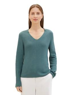 TOM TAILOR Damen Basic Strickpullover mit V-Ausschnitt, 10697 - Sea Pine Green, M von TOM TAILOR