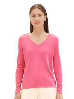 TOM TAILOR Damen Basic Strickpullover mit V-Ausschnitt, 15799 - Carmine Pink, M von TOM TAILOR