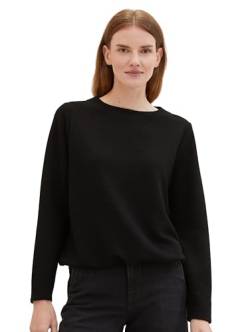 TOM TAILOR Damen Basic Sweatshirt mit Struktur, deep black, L von TOM TAILOR