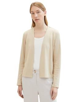 TOM TAILOR Damen Basic T-Shirt Cardigan, Sandy Beige Melange, L von TOM TAILOR