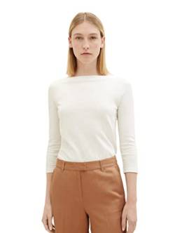 TOM TAILOR Damen Basic T-Shirt mit 3/4-Arm, 10315 - Whisper White, L von TOM TAILOR