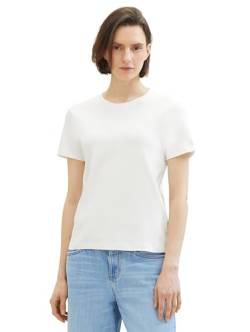 TOM TAILOR Damen Basic T-Shirt mit Rundhalsausschnitt, 10315 - Whisper White, S von TOM TAILOR