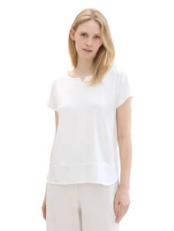 TOM TAILOR Damen Basic T-Shirt mit weitem Rundhalsausschnitt, 10315 - Whisper White, L von TOM TAILOR