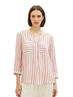 TOM TAILOR Damen Bluse mit Streifen & Brusttaschen, 32605 - Rose Offwhite Vertical Stripe, 38 von TOM TAILOR