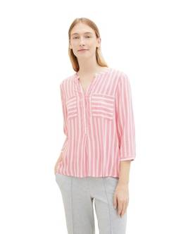 TOM TAILOR Damen Bluse mit Streifen & Brusttaschen, 35245 - Pink Offwhite Stripe, 44 von TOM TAILOR
