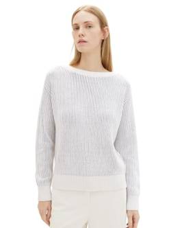 TOM TAILOR Damen Cardigan mit Bindegürtel , offwhite grey structure, S von TOM TAILOR