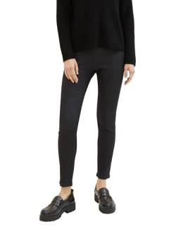 TOM TAILOR Damen Coated Treggings mit Ziernaht, deep black, 42/28 von TOM TAILOR