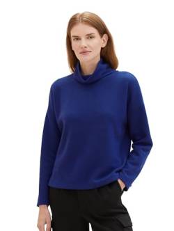 TOM TAILOR Damen Cosy Sweatshirt mit Rollkragen , crest blue melange, XL von TOM TAILOR