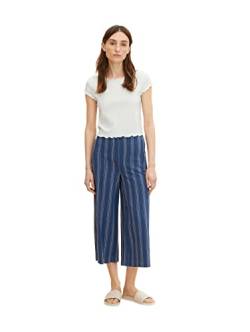 TOM TAILOR Damen Culotte Stoffhose mit Streifen 1031280, 29534 - Navy Thinner Stripe, 34W / 26L von TOM TAILOR