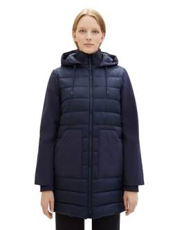 TOM TAILOR Damen Hybrid Lightwight Steppmantel mit abnehmbarer Kapuze, 10668 - Sky Captain Blue, S von TOM TAILOR